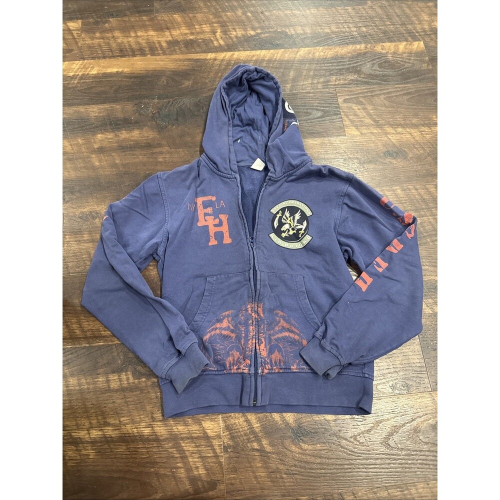 RARE~ Ed Hardy KIDS VINTAGE Y2K Military Special Operations Hoodie Size XL